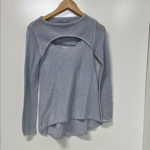 One Grey Day Sweater, Small, Blue, Long Sleeve